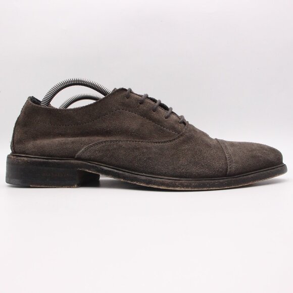 AllSaints Men\'s Size EU 44 Gray Brown Suede Cap Toe Derby Dress Shoe main image 9